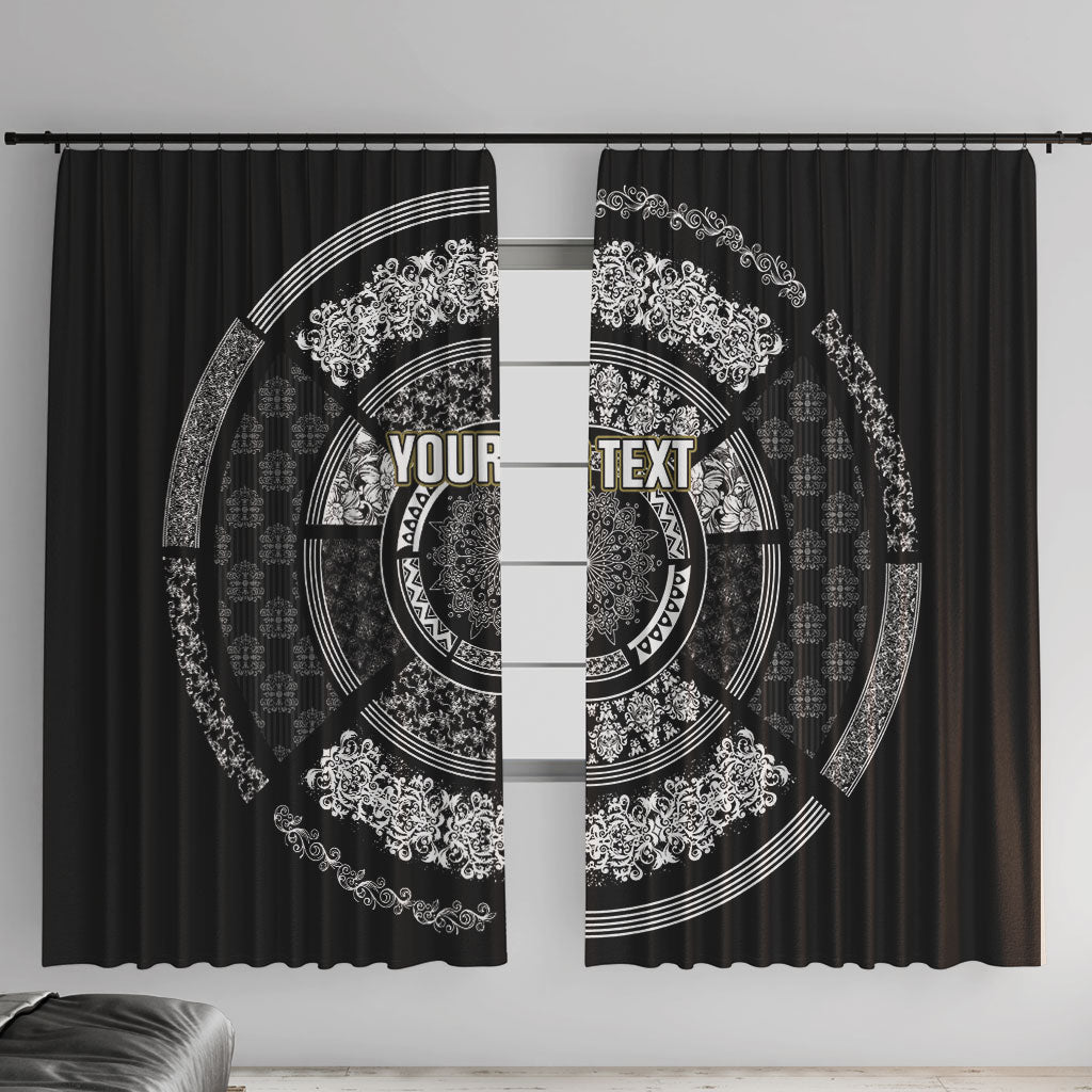 Italy Rugby Concept Custom Window Curtain Black and White Mandala Inspired