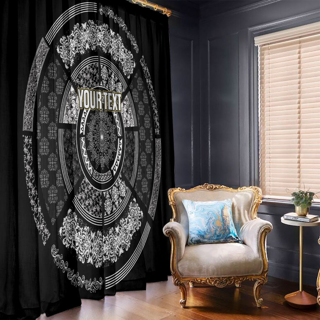 Italy Rugby Concept Custom Window Curtain Black and White Mandala Inspired