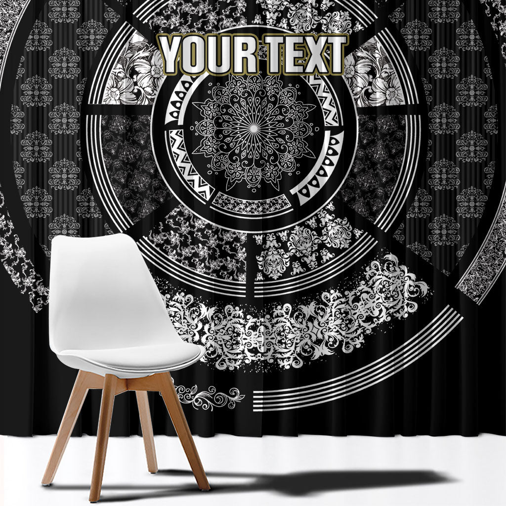 Italy Rugby Concept Custom Window Curtain Black and White Mandala Inspired