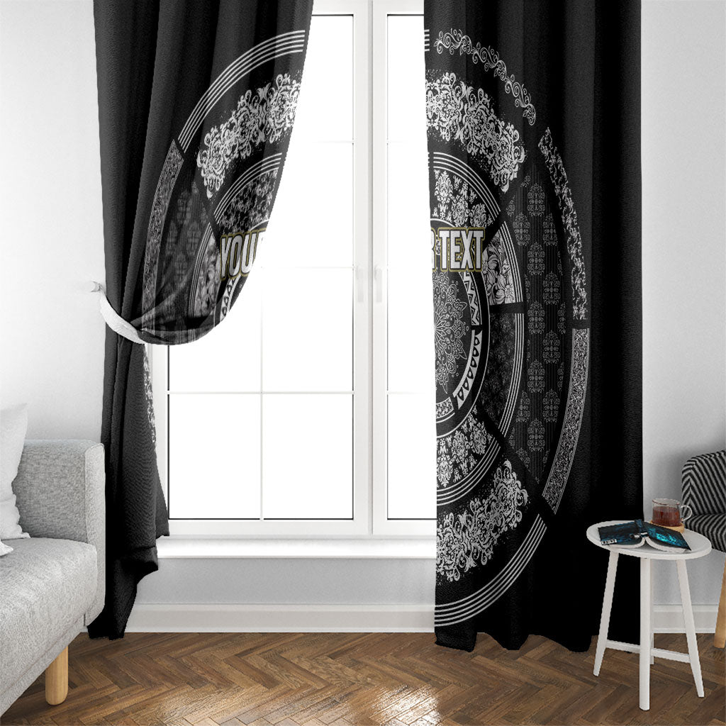 Italy Rugby Concept Custom Window Curtain Black and White Mandala Inspired