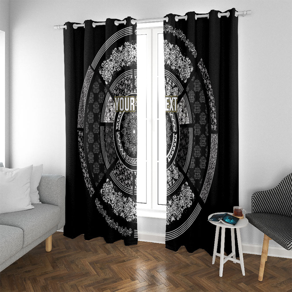 Italy Rugby Concept Custom Window Curtain Black and White Mandala Inspired