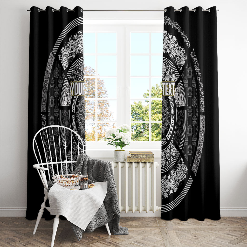 Italy Rugby Concept Custom Window Curtain Black and White Mandala Inspired