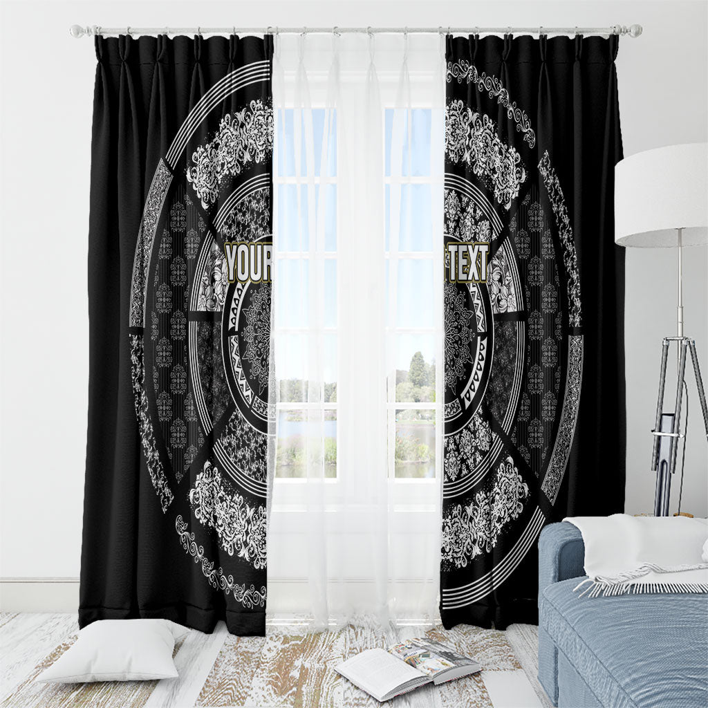 Italy Rugby Concept Custom Window Curtain Black and White Mandala Inspired