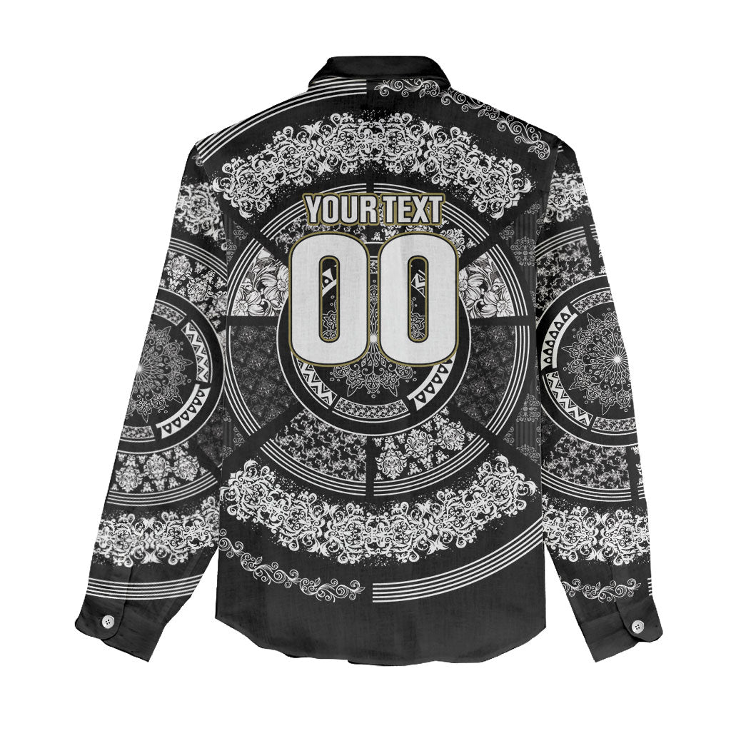 Italy Rugby Concept Custom Women Casual Shirt Black and White Mandala Inspired