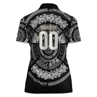 Italy Rugby Concept Custom Women Polo Shirt Black and White Mandala Inspired