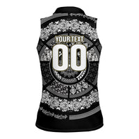 Italy Rugby Concept Custom Women Sleeveless Polo Shirt Black and White Mandala Inspired