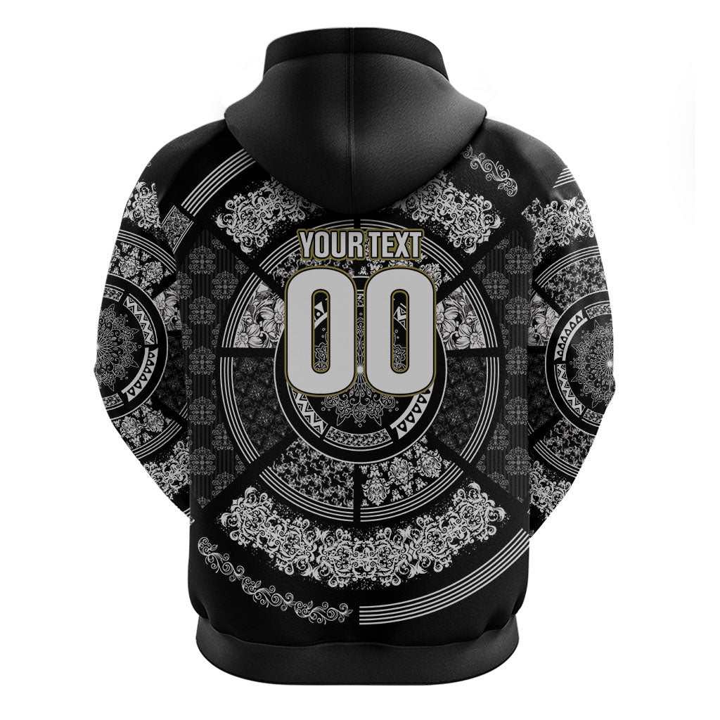 Italy Rugby Concept Custom Zip Hoodie Black and White Mandala Inspired