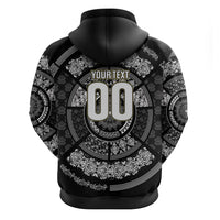 Italy Rugby Concept Custom Zip Hoodie Black and White Mandala Inspired