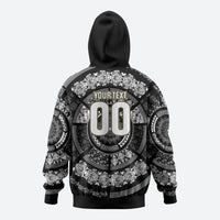 Italy Rugby Concept Custom Zip Hoodie Black and White Mandala Inspired