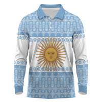 Argentina Rugby National Heritage Custom Long Sleeve Polo Shirt Gaucho Inspired