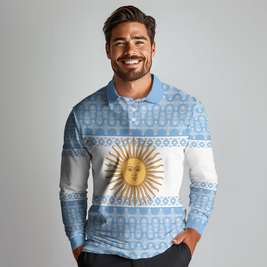 Argentina Rugby National Heritage Custom Long Sleeve Polo Shirt Gaucho Inspired