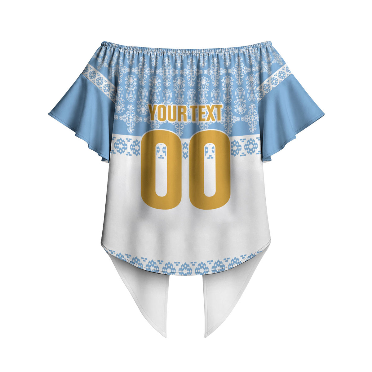 Argentina Rugby National Heritage Custom Off Shoulder Wrap Waist Top Gaucho Inspired