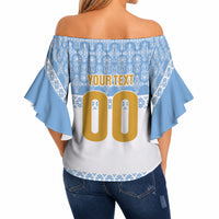 Argentina Rugby National Heritage Custom Off Shoulder Wrap Waist Top Gaucho Inspired