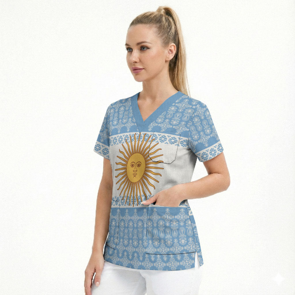 Argentina Rugby National Heritage Custom Scrub Top Gaucho Inspired