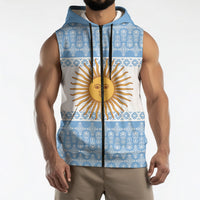 Argentina Rugby National Heritage Custom Sleeveless Zip Hoodie Gaucho Inspired