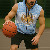 Argentina Rugby National Heritage Custom Sleeveless Zip Hoodie Gaucho Inspired