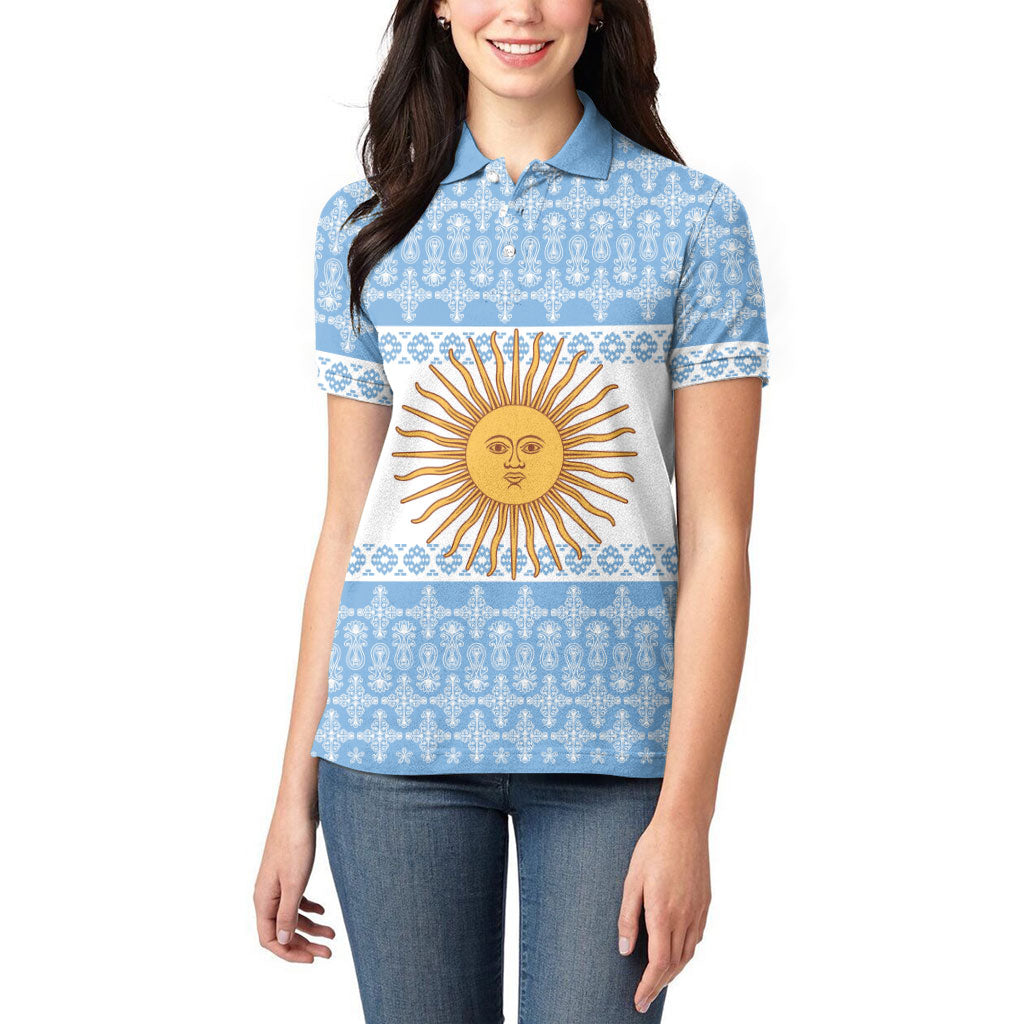 Argentina Rugby National Heritage Custom Women Polo Shirt Gaucho Inspired