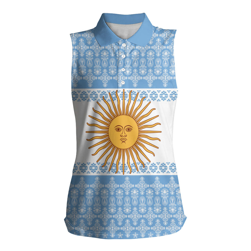 Argentina Rugby National Heritage Custom Women Sleeveless Polo Shirt Gaucho Inspired
