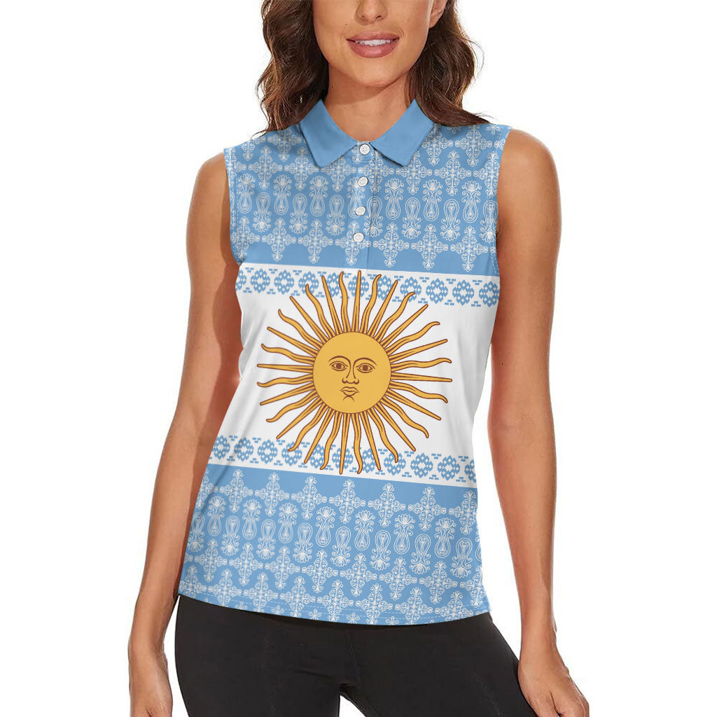 Argentina Rugby National Heritage Custom Women Sleeveless Polo Shirt Gaucho Inspired