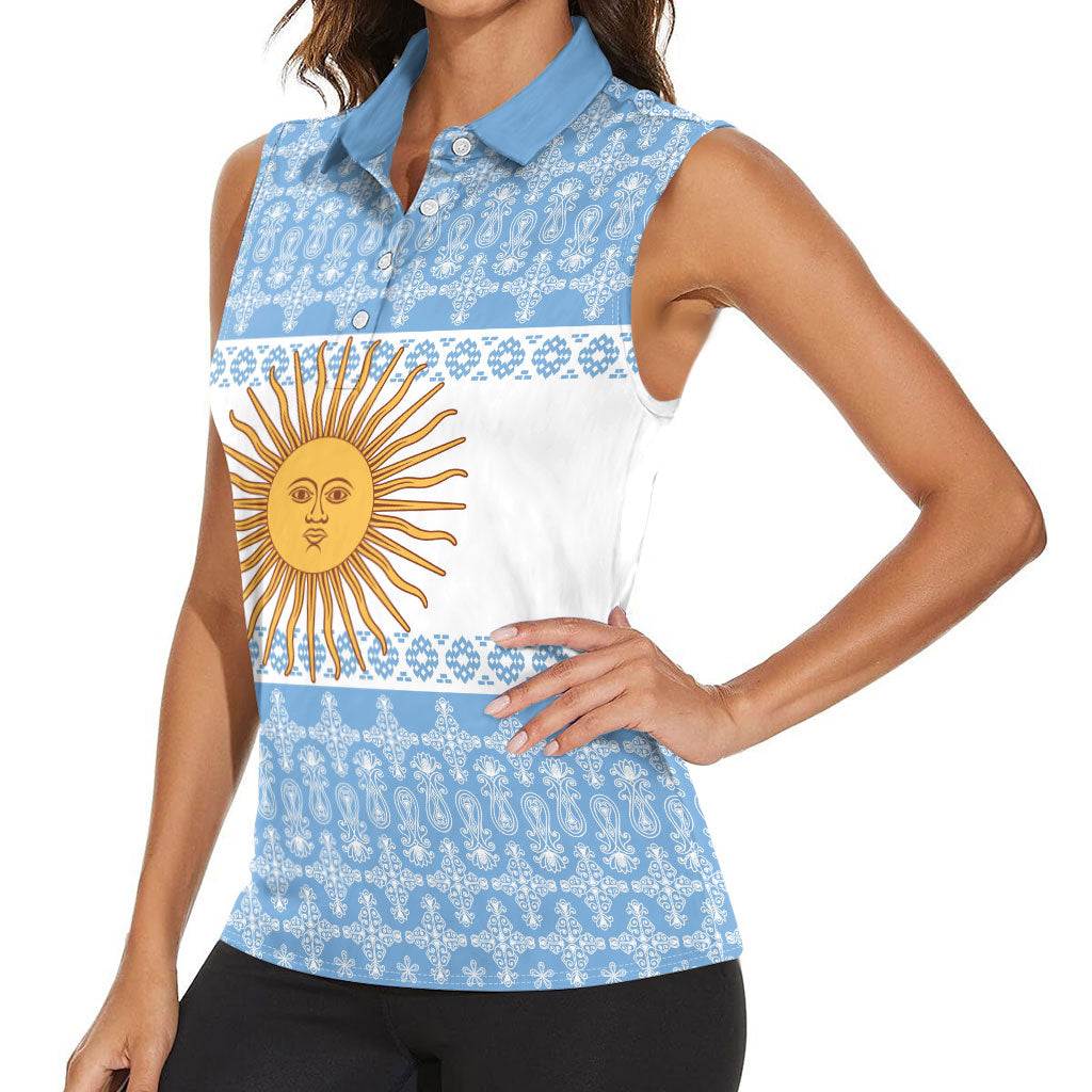 Argentina Rugby National Heritage Custom Women Sleeveless Polo Shirt Gaucho Inspired