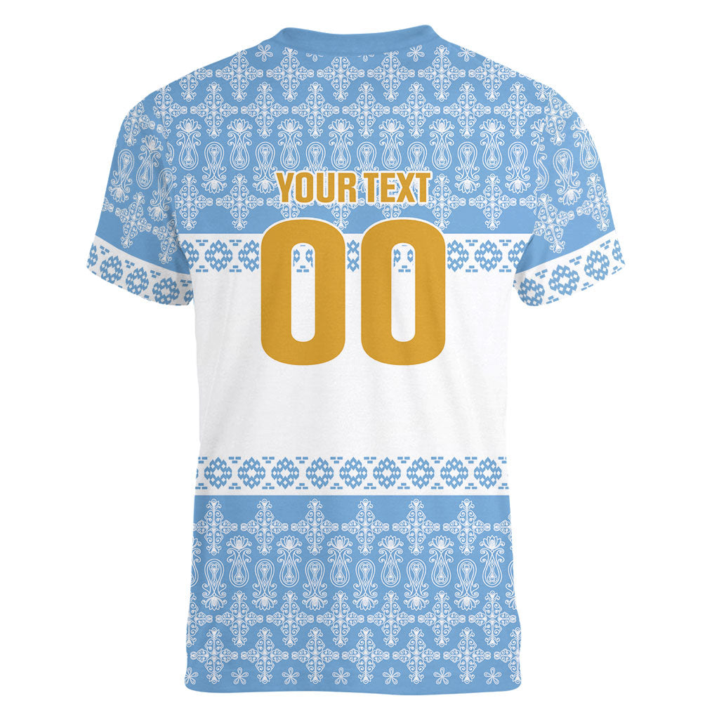 Argentina Rugby National Heritage Custom Women V-Neck T-Shirt Gaucho Inspired