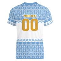 Argentina Rugby National Heritage Custom Women V-Neck T-Shirt Gaucho Inspired