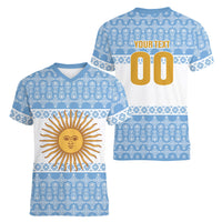 Argentina Rugby National Heritage Custom Women V-Neck T-Shirt Gaucho Inspired