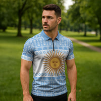 Argentina Rugby National Heritage Custom Zipper Polo Shirt Gaucho Inspired
