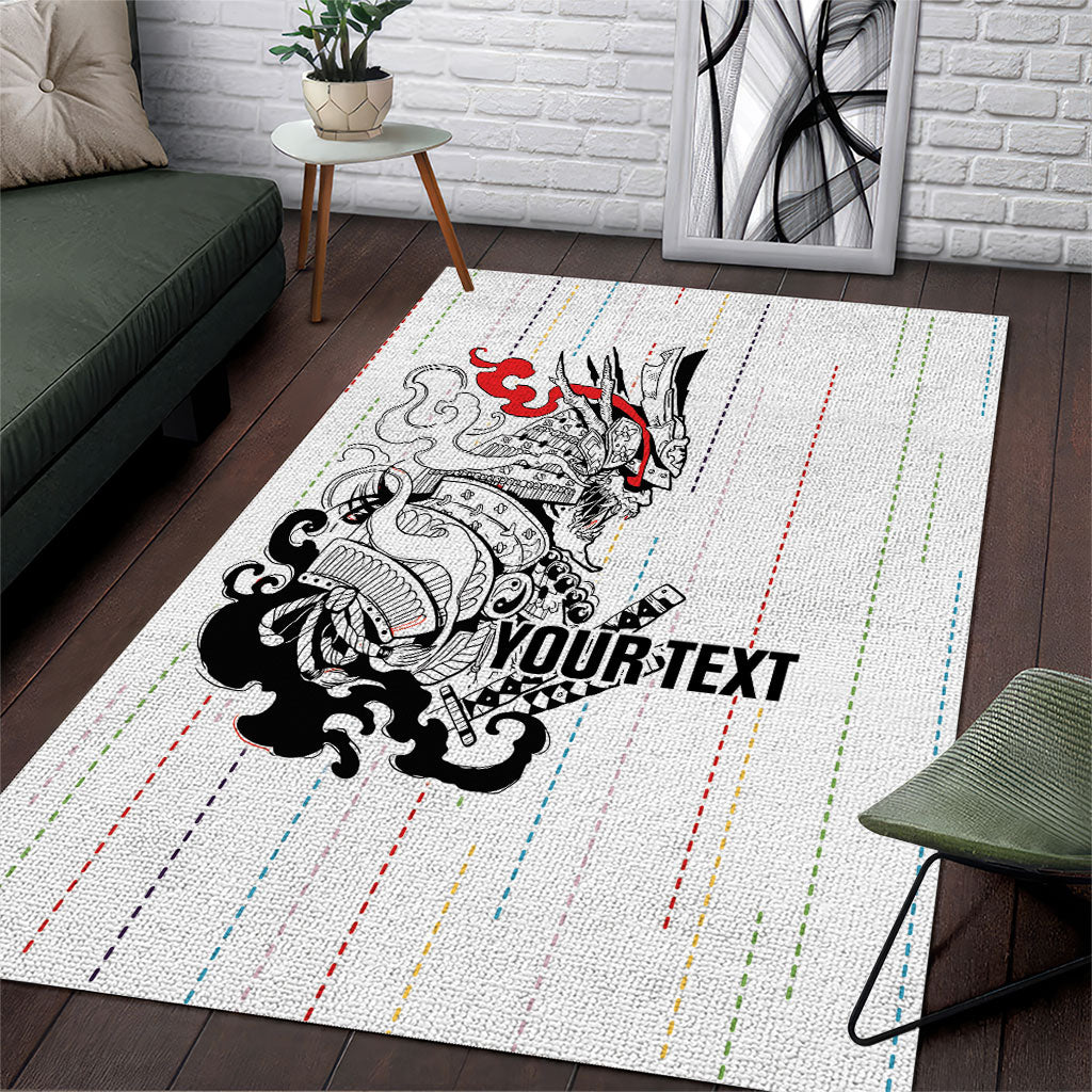 Japan Rugby National Heritage Custom Area Rug Traditional Sashiko Inspired