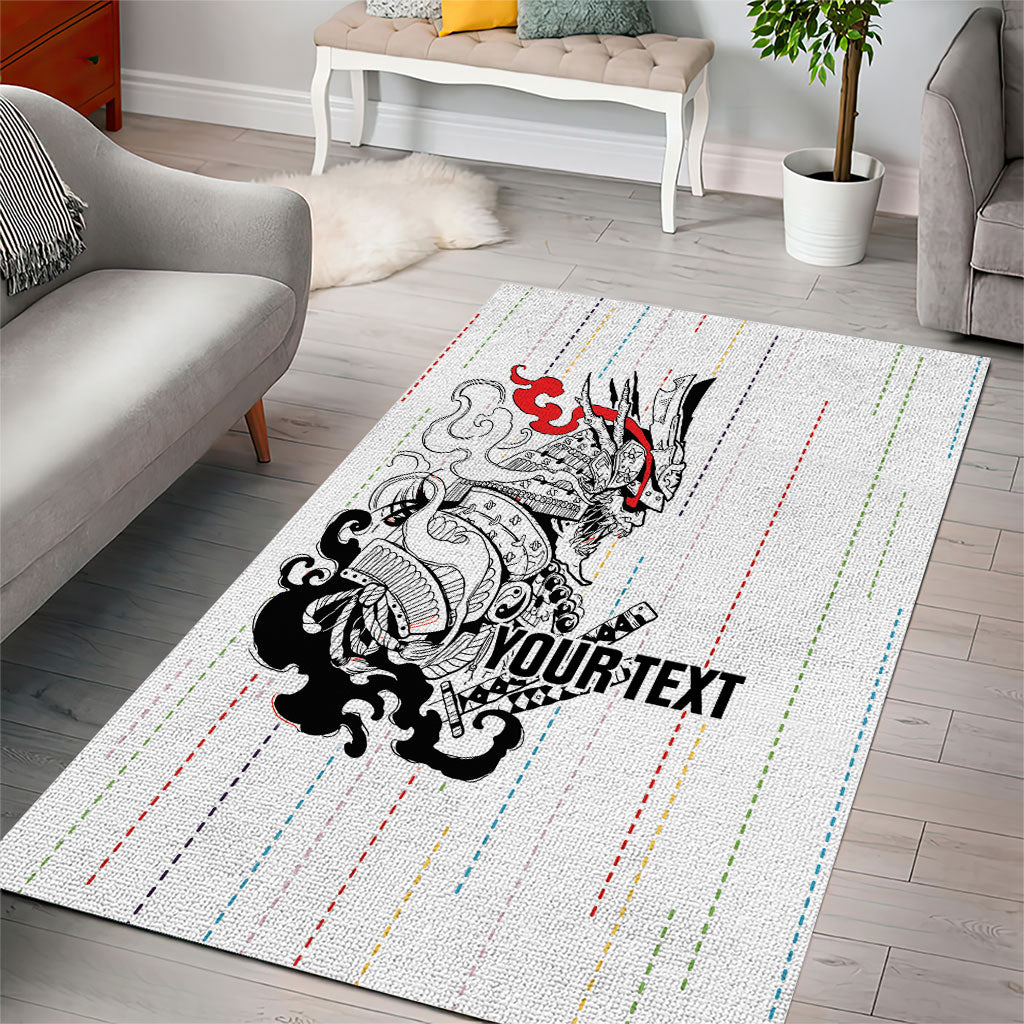 Japan Rugby National Heritage Custom Area Rug Traditional Sashiko Inspired