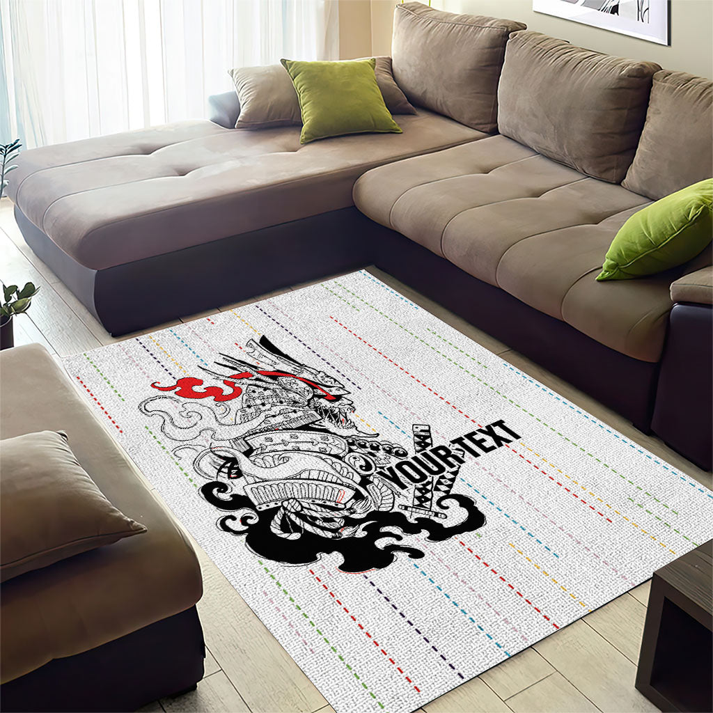 Japan Rugby National Heritage Custom Area Rug Traditional Sashiko Inspired