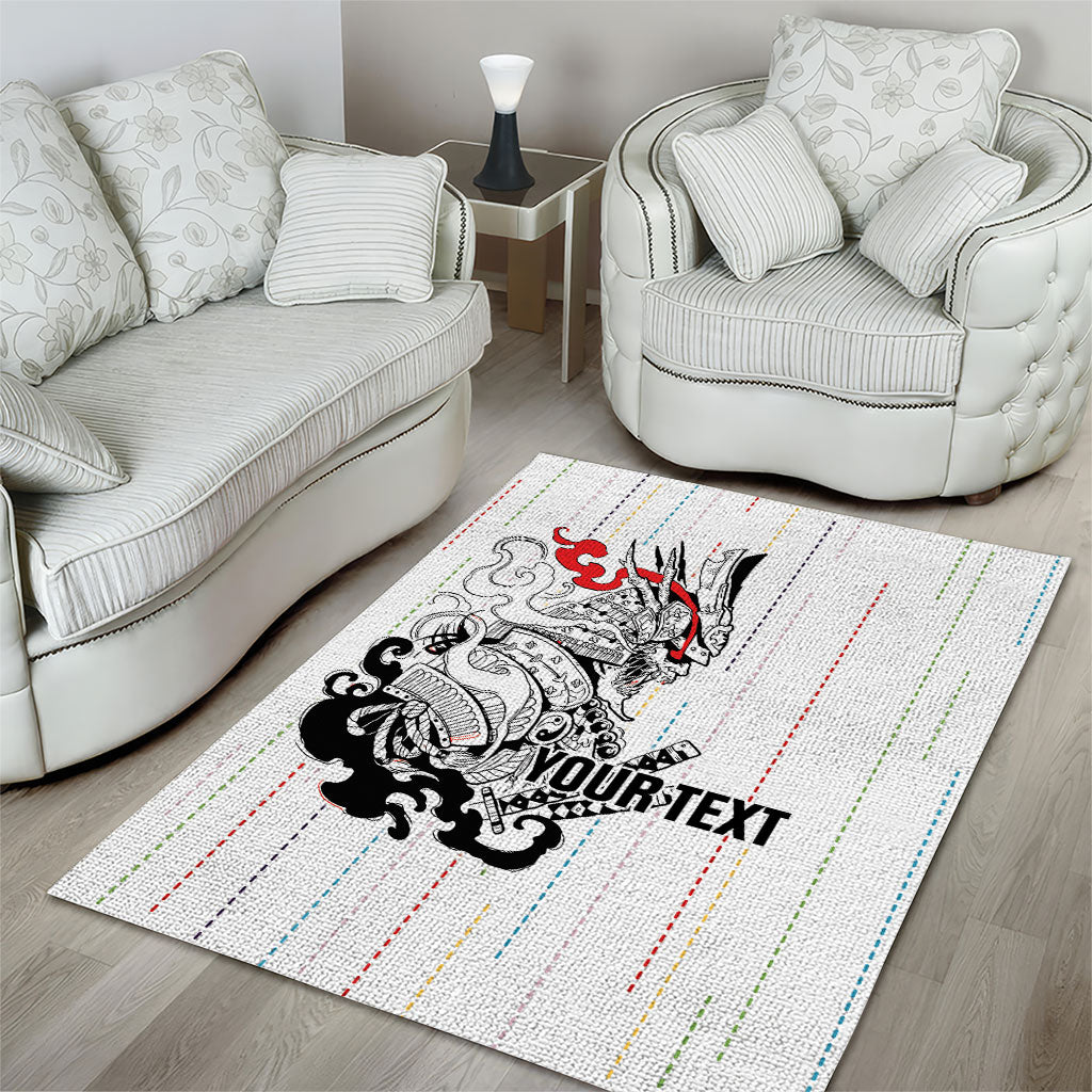 Japan Rugby National Heritage Custom Area Rug Traditional Sashiko Inspired
