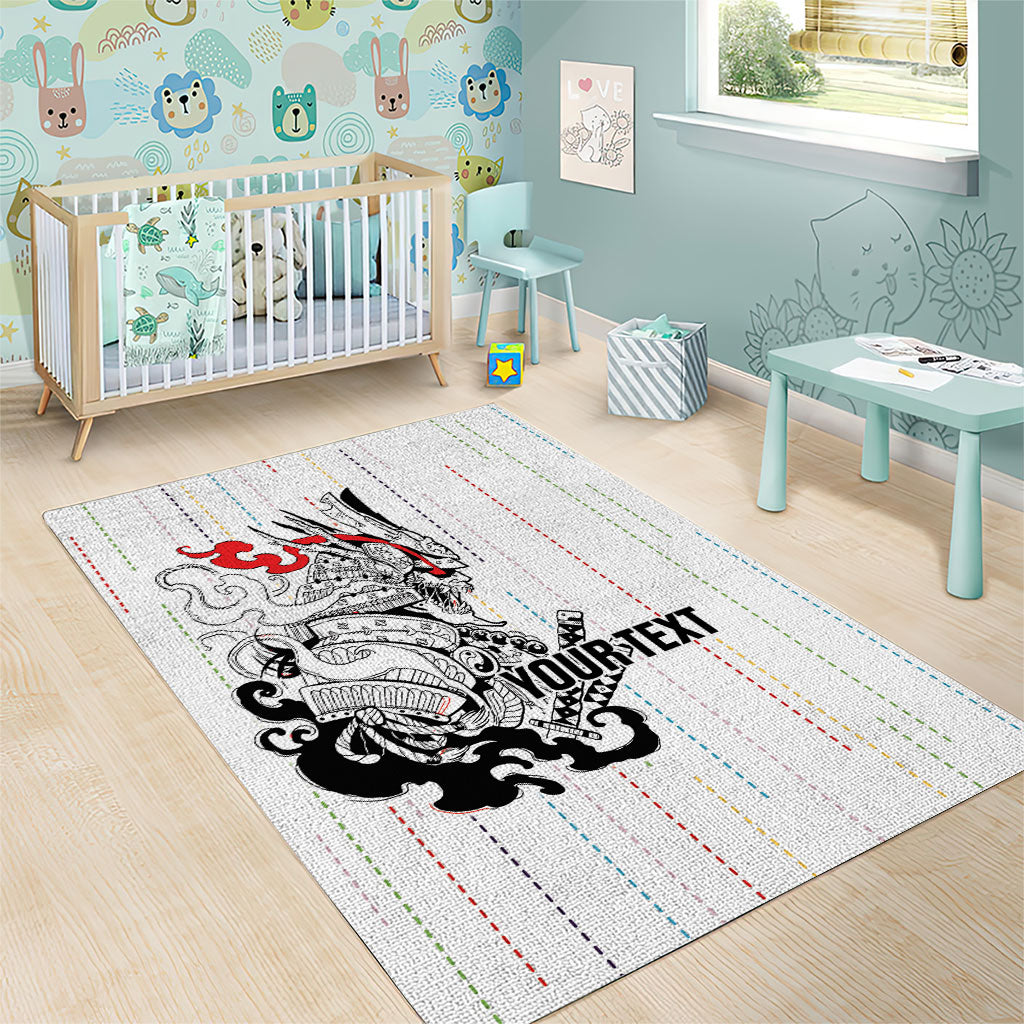 Japan Rugby National Heritage Custom Area Rug Traditional Sashiko Inspired