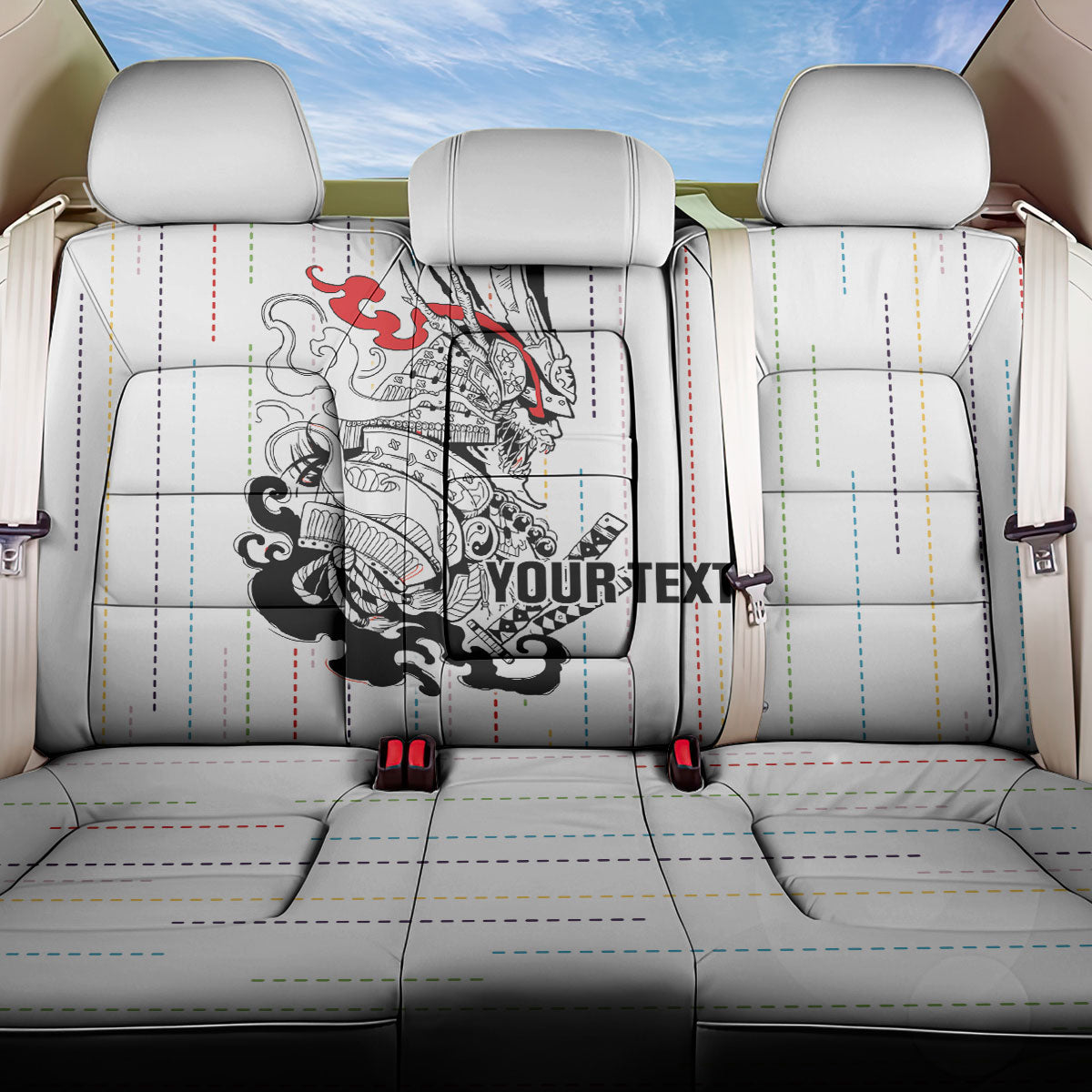 Japan Rugby National Heritage Custom Back Car Seat Cover Traditional Sashiko Inspired