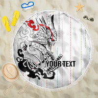 Japan Rugby National Heritage Custom Beach Blanket Traditional Sashiko Inspired