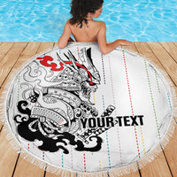 Japan Rugby National Heritage Custom Beach Blanket Traditional Sashiko Inspired