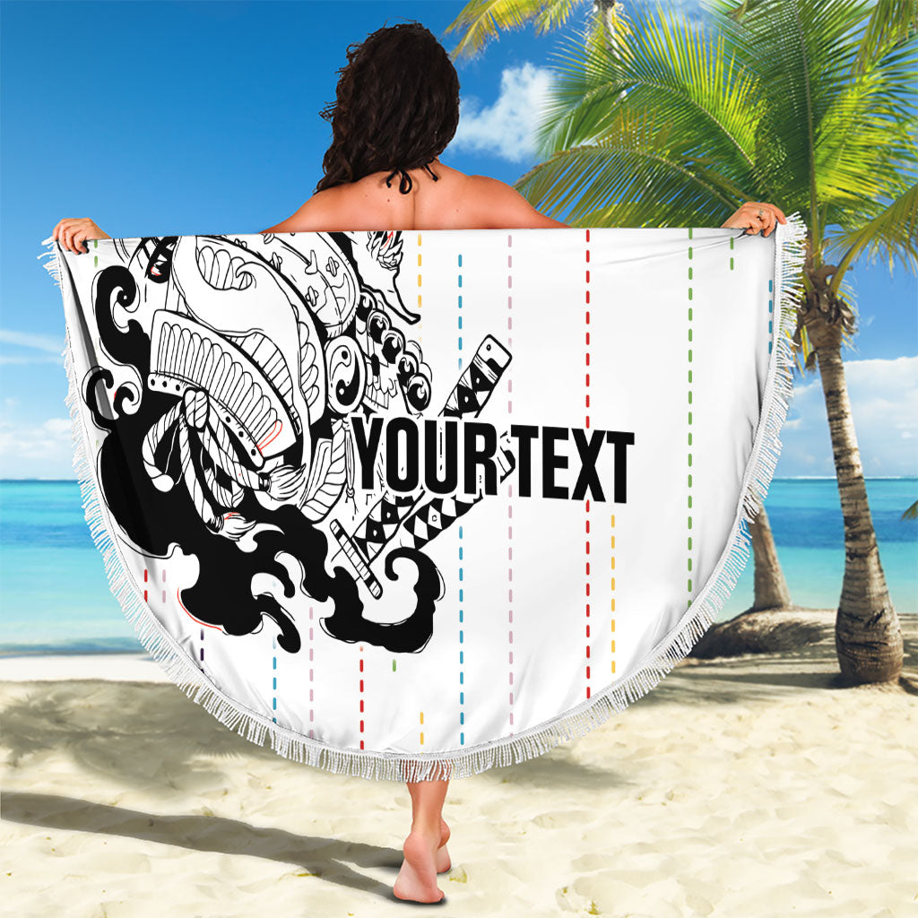 Japan Rugby National Heritage Custom Beach Blanket Traditional Sashiko Inspired