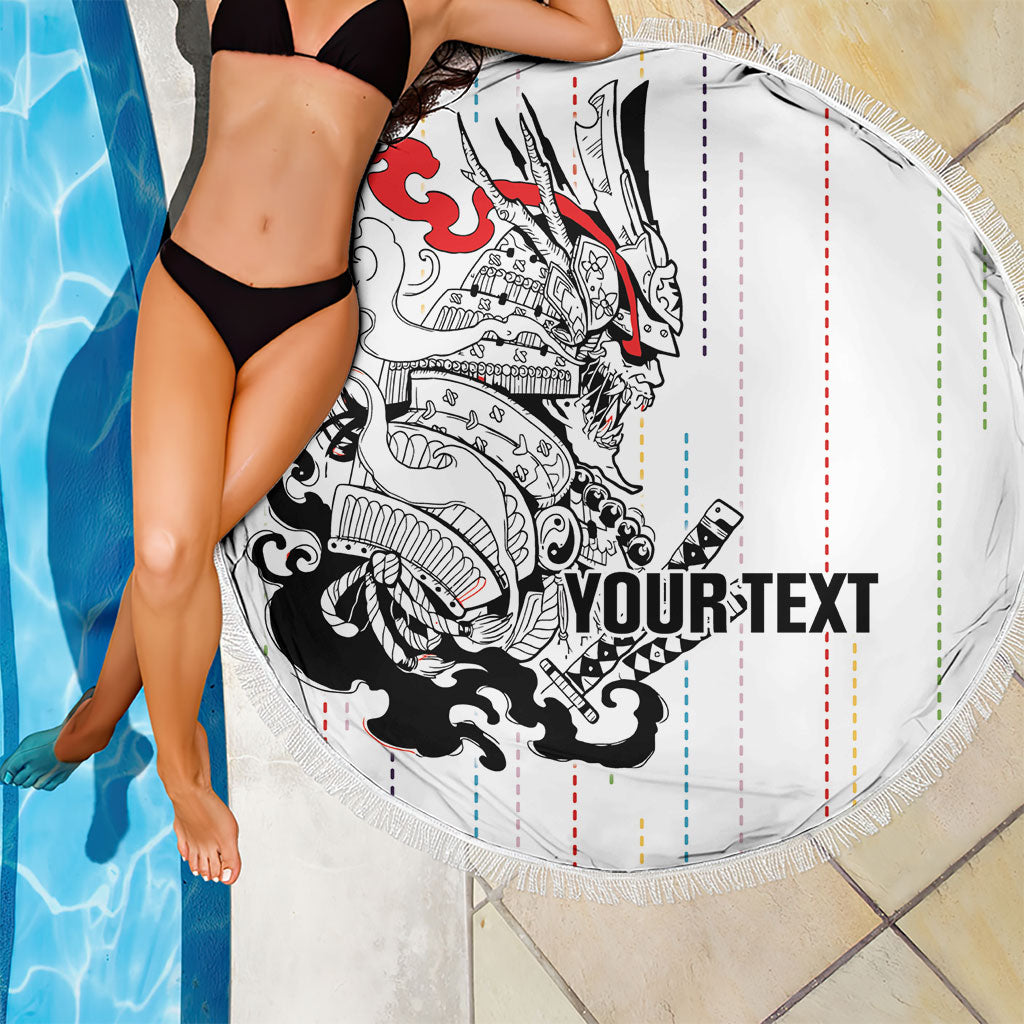 Japan Rugby National Heritage Custom Beach Blanket Traditional Sashiko Inspired