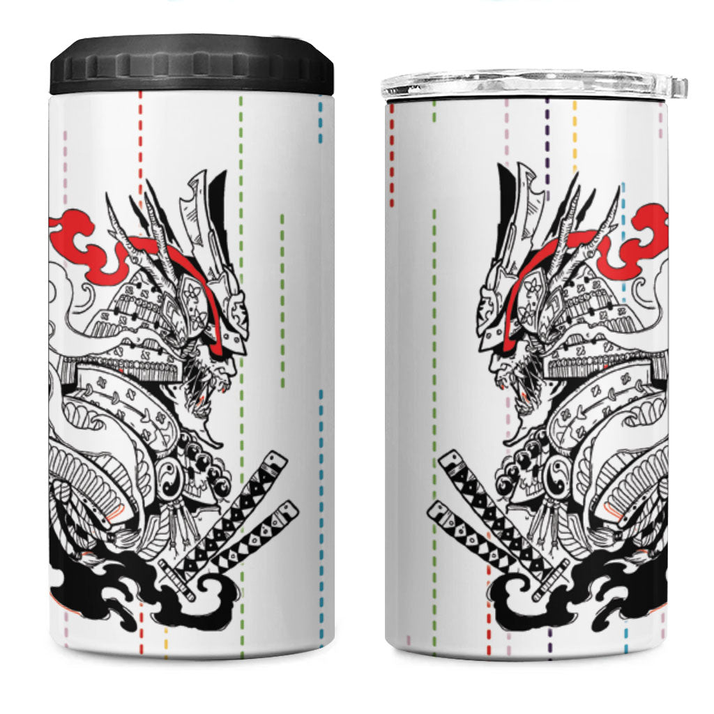 Japan Rugby National Heritage Custom 4 in 1 Can Cooler Tumbler Traditional Sashiko Inspired