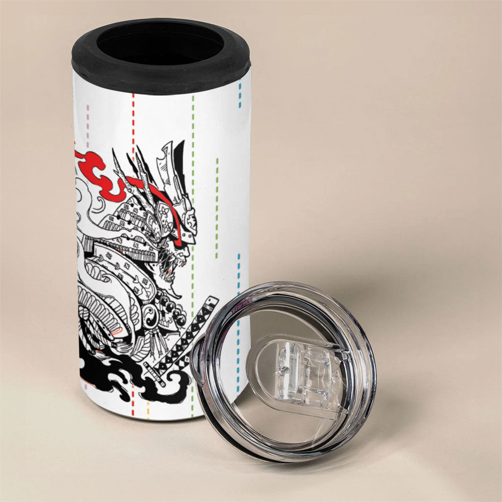 Japan Rugby National Heritage Custom 4 in 1 Can Cooler Tumbler Traditional Sashiko Inspired