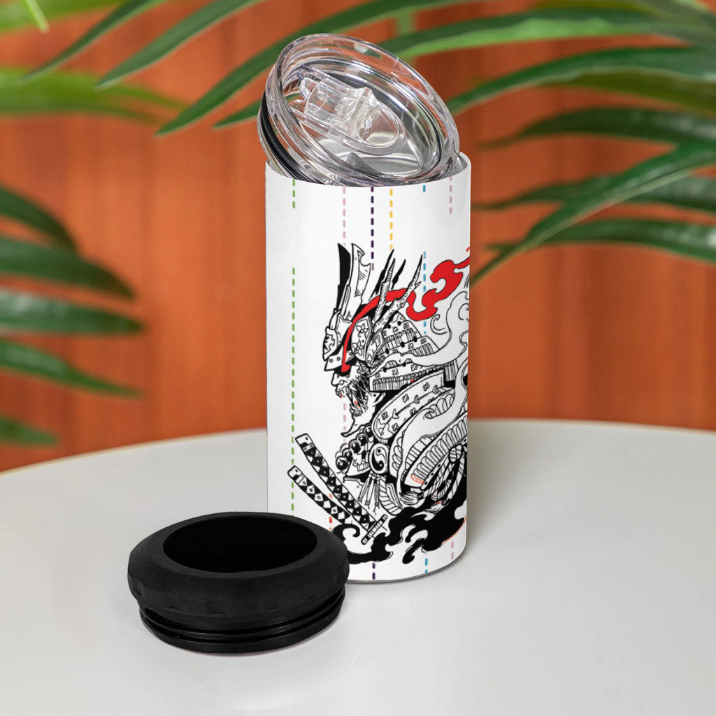 Japan Rugby National Heritage Custom 4 in 1 Can Cooler Tumbler Traditional Sashiko Inspired
