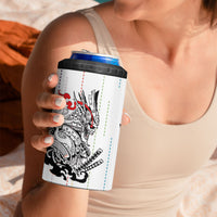 Japan Rugby National Heritage Custom 4 in 1 Can Cooler Tumbler Traditional Sashiko Inspired