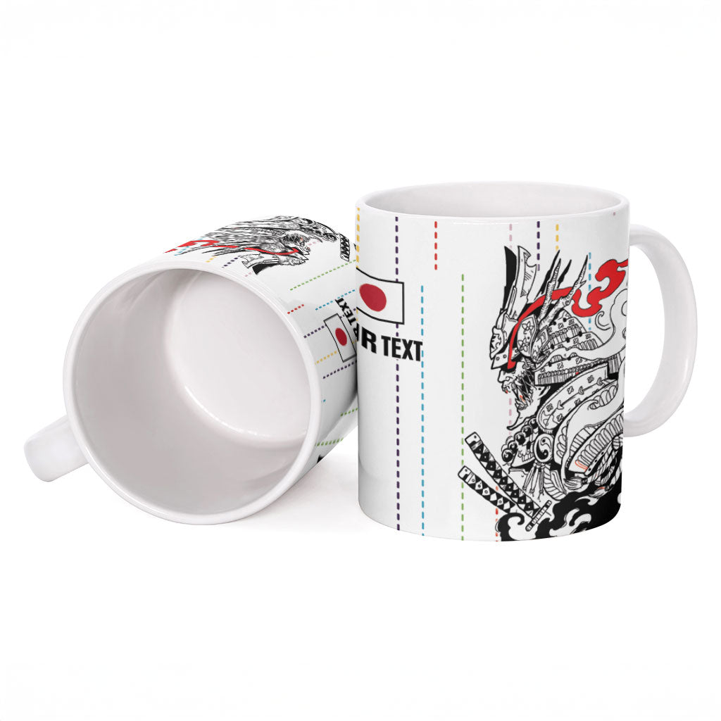 Japan Rugby National Heritage Custom Ceramic Mug Traditional Sashiko Inspired