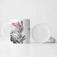 Japan Rugby National Heritage Custom Ceramic Mug Traditional Sashiko Inspired
