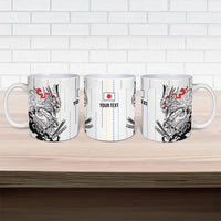 Japan Rugby National Heritage Custom Ceramic Mug Traditional Sashiko Inspired