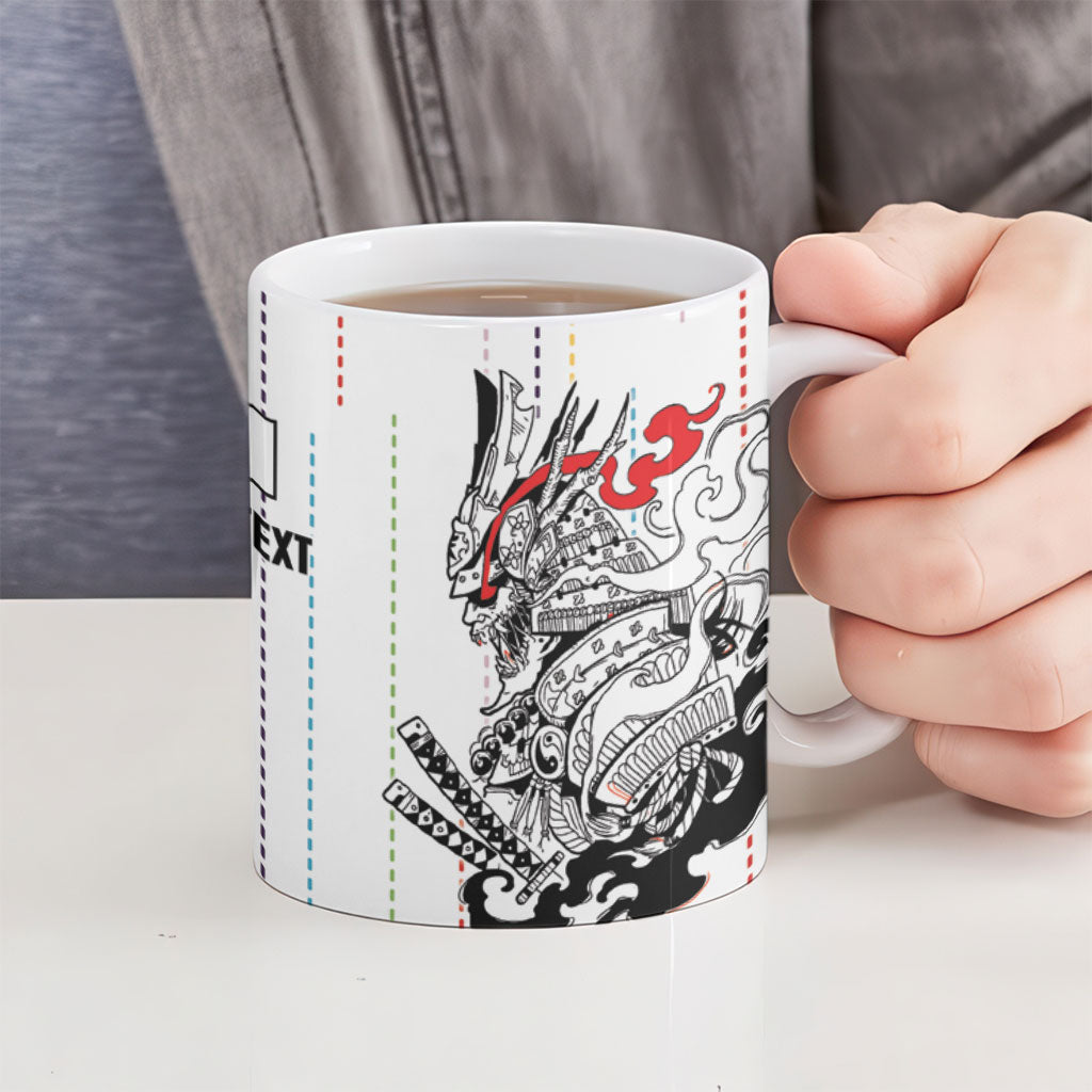 Japan Rugby National Heritage Custom Ceramic Mug Traditional Sashiko Inspired