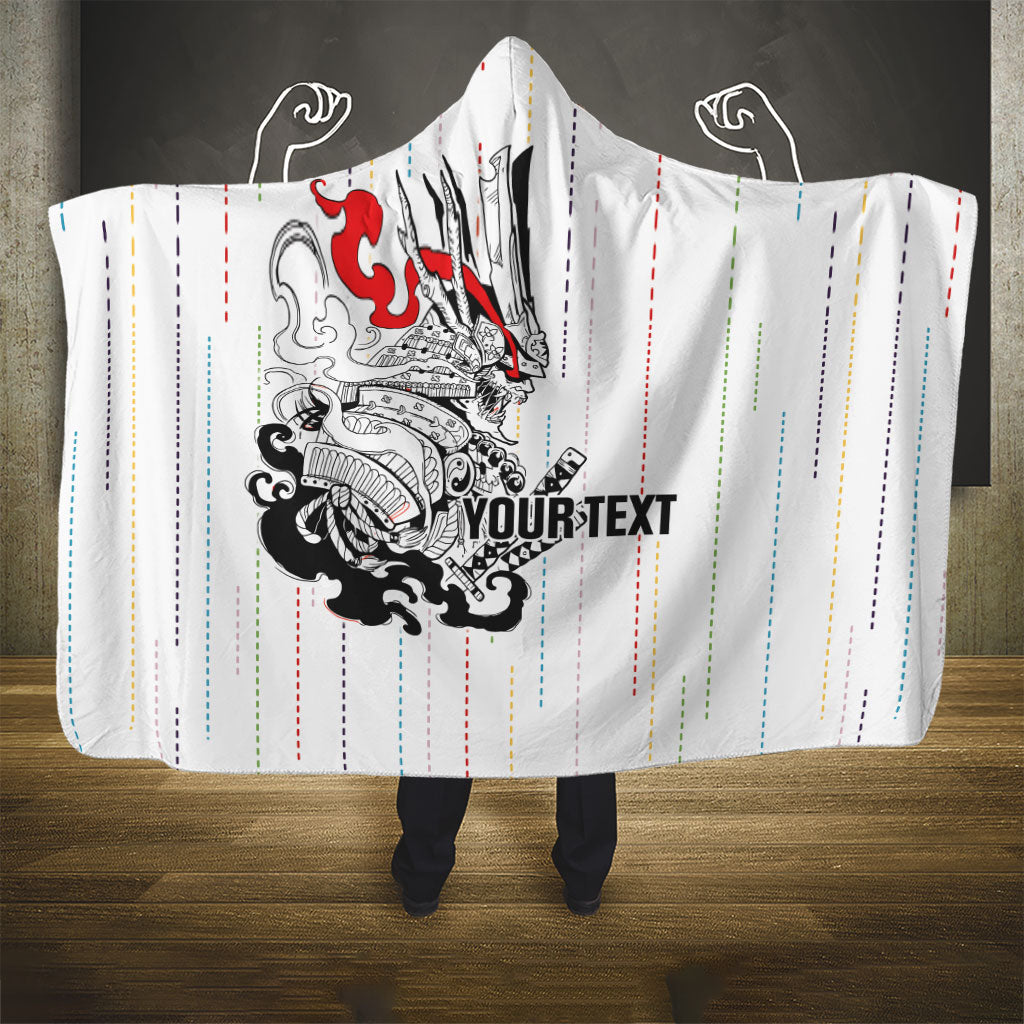 Japan Rugby National Heritage Custom Hooded Blanket Traditional Sashiko Inspired