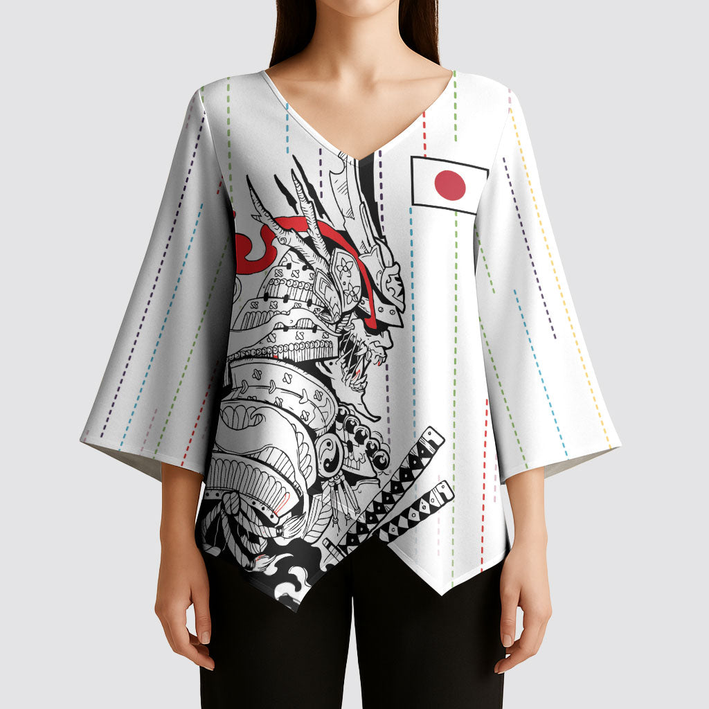 Japan Rugby National Heritage Custom Kimono Sleeve Blouse Traditional Sashiko Inspired