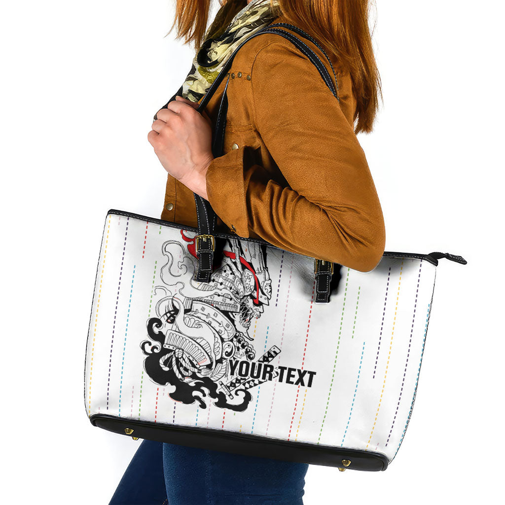 Japan Rugby National Heritage Custom Leather Tote Bag Traditional Sashiko Inspired