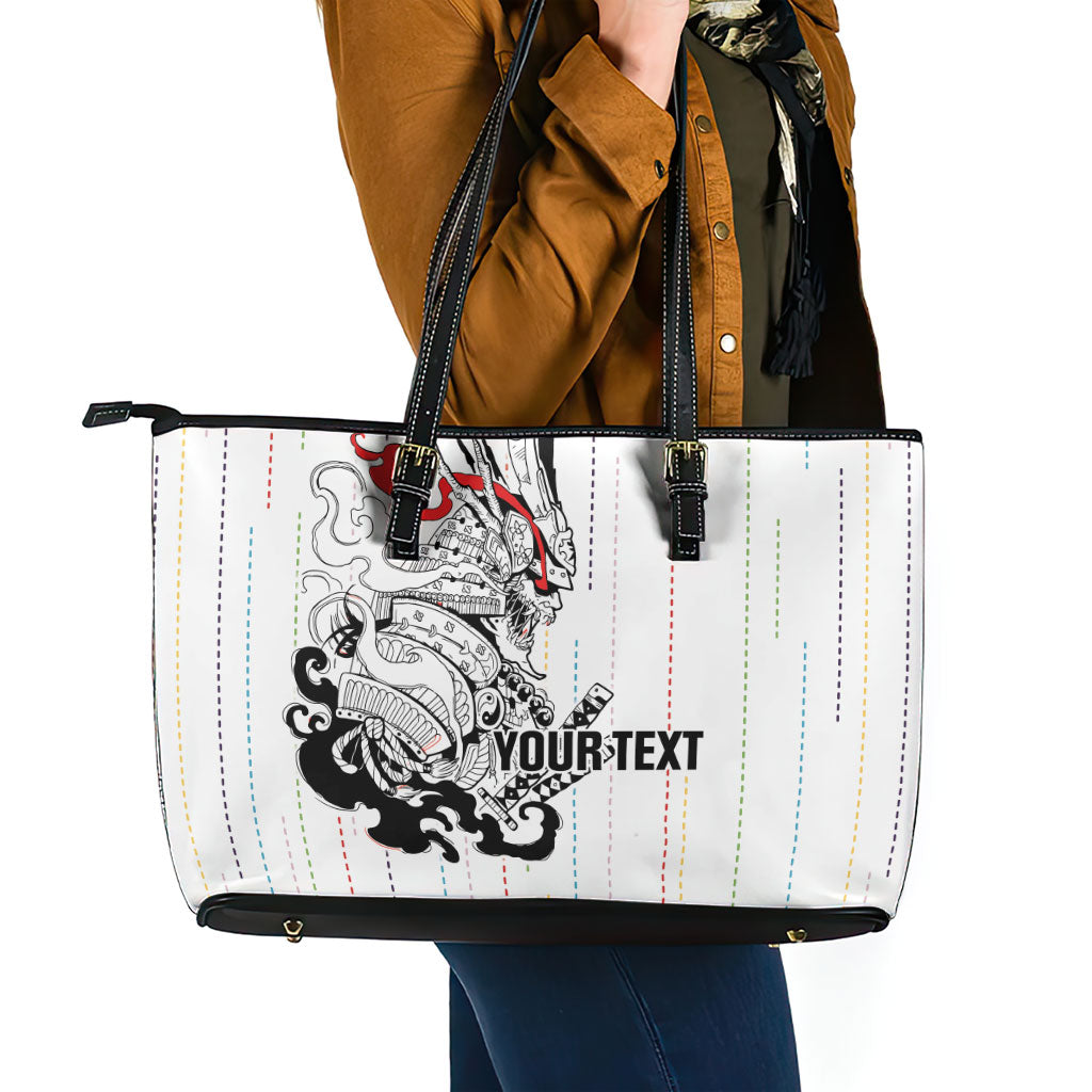Japan Rugby National Heritage Custom Leather Tote Bag Traditional Sashiko Inspired